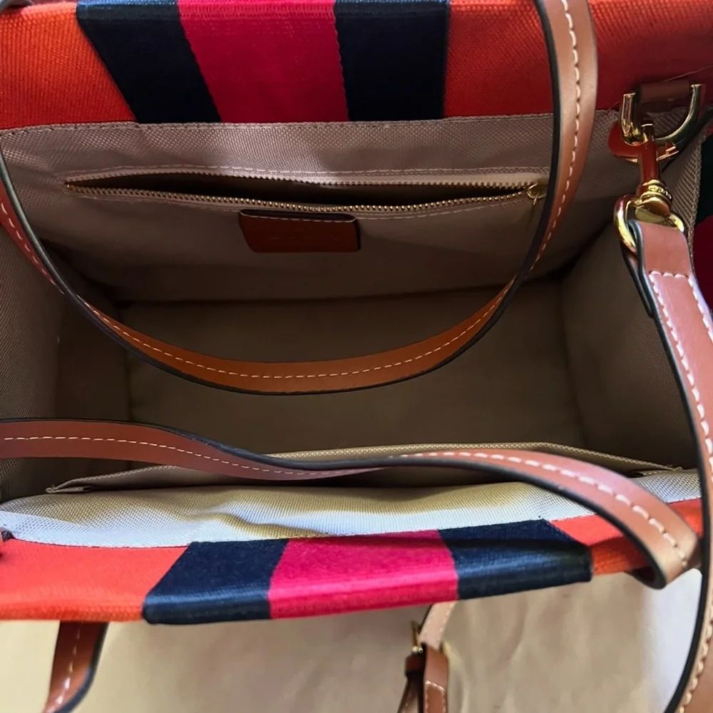 Gorgeous Orange Tote with stripe - Picture 3 of 7